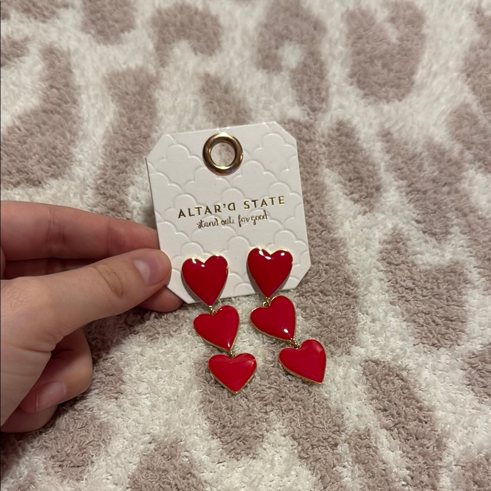 Altar'd State Red and Gold Heart Earrings